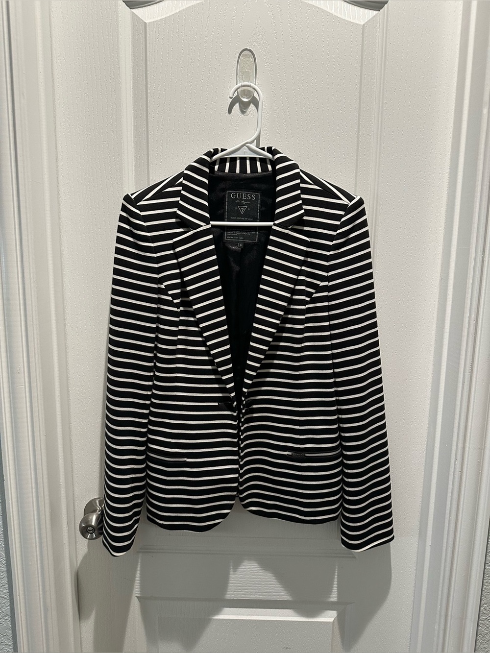 GUESS Black & White Striped Tailored Blazer
